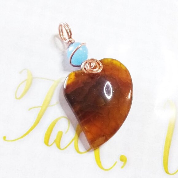 Gorgeous Brown Dragonvein Agate Heart Pendant! Bestie Sis Fiance Wife Mom Gift - Picture 7 of 9